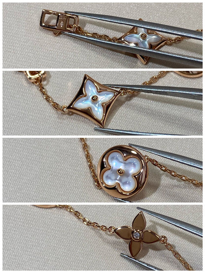 [Amore Jewels]STAR AND SUN 5 MOTIF MOP PINK GOLD BRACELET