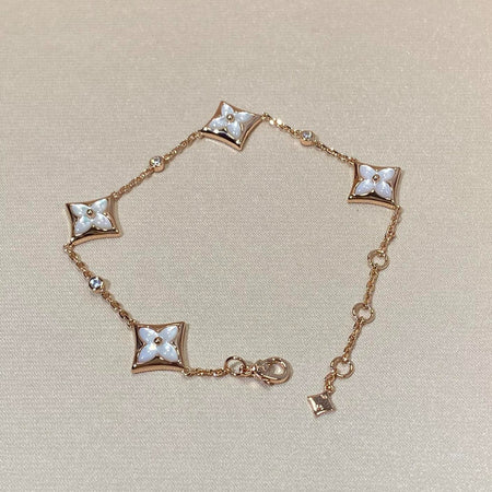 [Amore Jewels]STAR 4 MOTIF MOP DIAMOND PINK GOLD BRACELET