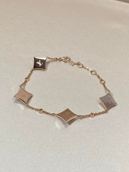 [Amore Jewels]STAR 4 MOTIF MOP DIAMOND PINK GOLD BRACELET