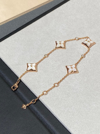 [Amore Jewels]STAR 4 MOTIF MOP DIAMOND PINK GOLD BRACELET