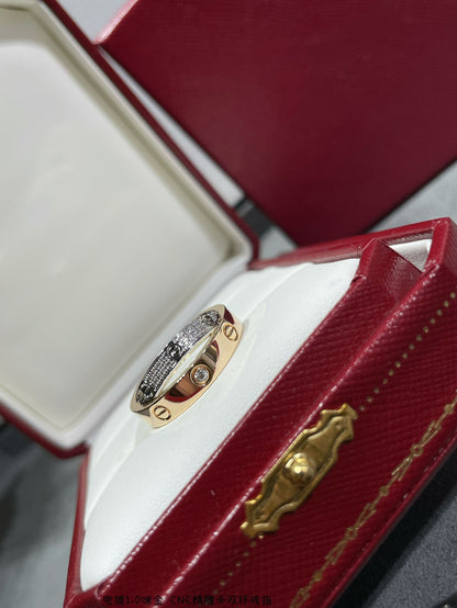 [Amore Jewels]LOVE PINK GOLD SILVER DIAMOND DOUBLE RING