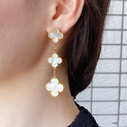 [Amore Jewels]CLOVER MOP 3 MOTIFS GOLD EARRINGS