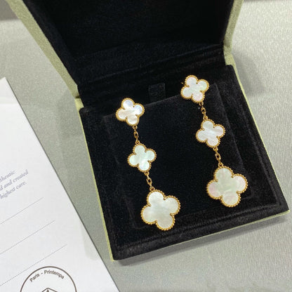 [Amore Jewels]CLOVER MOP 3 MOTIFS GOLD EARRINGS