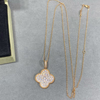 [Amore Jewels]CLOVER 25MM LARGE PEDANT DIAMOND PAVED LONG NECKLACE