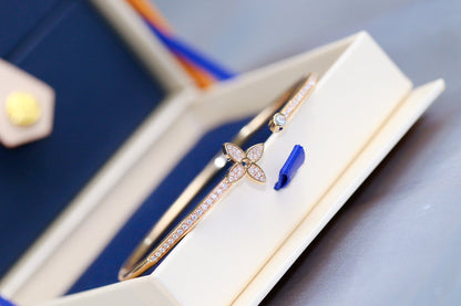 [Amore Jewels]IDYLLE PINK GOLD OPEN BRACELET DIAMOND PAVED