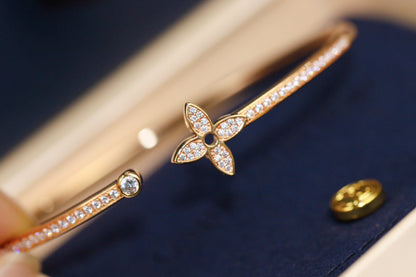 [Amore Jewels]IDYLLE PINK GOLD OPEN BRACELET DIAMOND PAVED