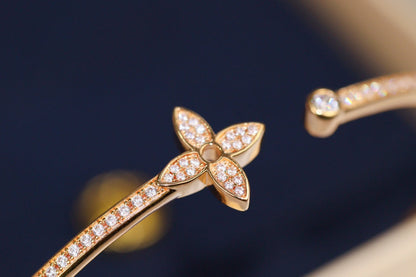 [Amore Jewels]IDYLLE PINK GOLD OPEN BRACELET DIAMOND PAVED