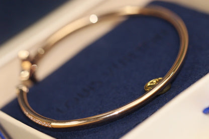 [Amore Jewels]IDYLLE PINK GOLD OPEN BRACELET DIAMOND PAVED