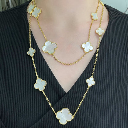 [Amore Jewels]CLOVER 16 MOTIF WHITE MOP GOLD NECKLACE