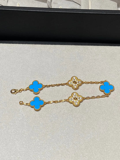 [Amore Jewels] CLOVER 5 MOTIF BLUE AGATE BRACELET COLLECTION