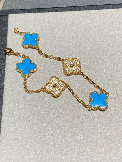 [Amore Jewels] CLOVER 5 MOTIF BLUE AGATE BRACELET COLLECTION