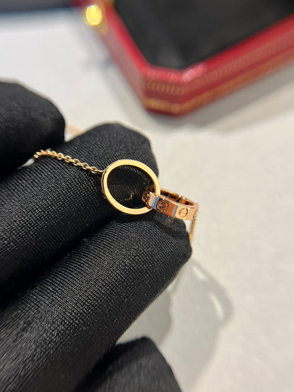 [Amore Jewels]LOVE NECKLACE DOUBLE RING PINK GOLD
