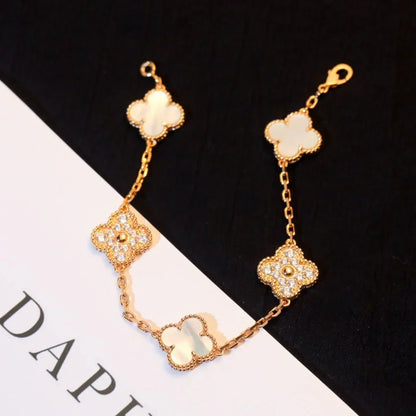 [Amore Jewels]CLOVER WHITE PEARL MOP 5 MOTIF BRACELET COLLECTION