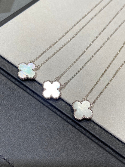[Amore Jewels]CLOVER MEDIUM SILVER WHITE MOP NECKLACE