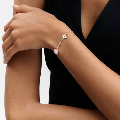 [Amore Jewels]STAR AND SUN 4 MOTIF WHITE MOP PINK GOLD BRACELET