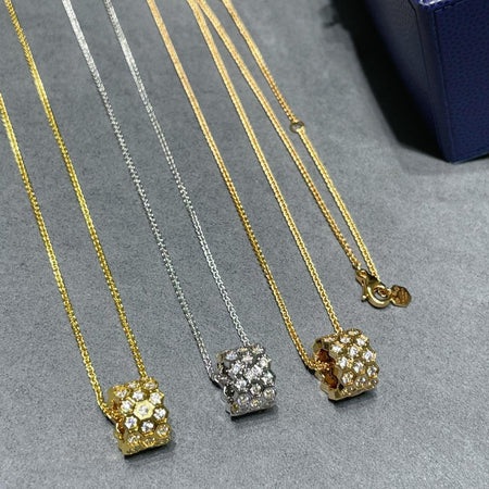 [Amore Jewels]BEE LOVE DIAMOND PAVED 3 ROW NECKLACE