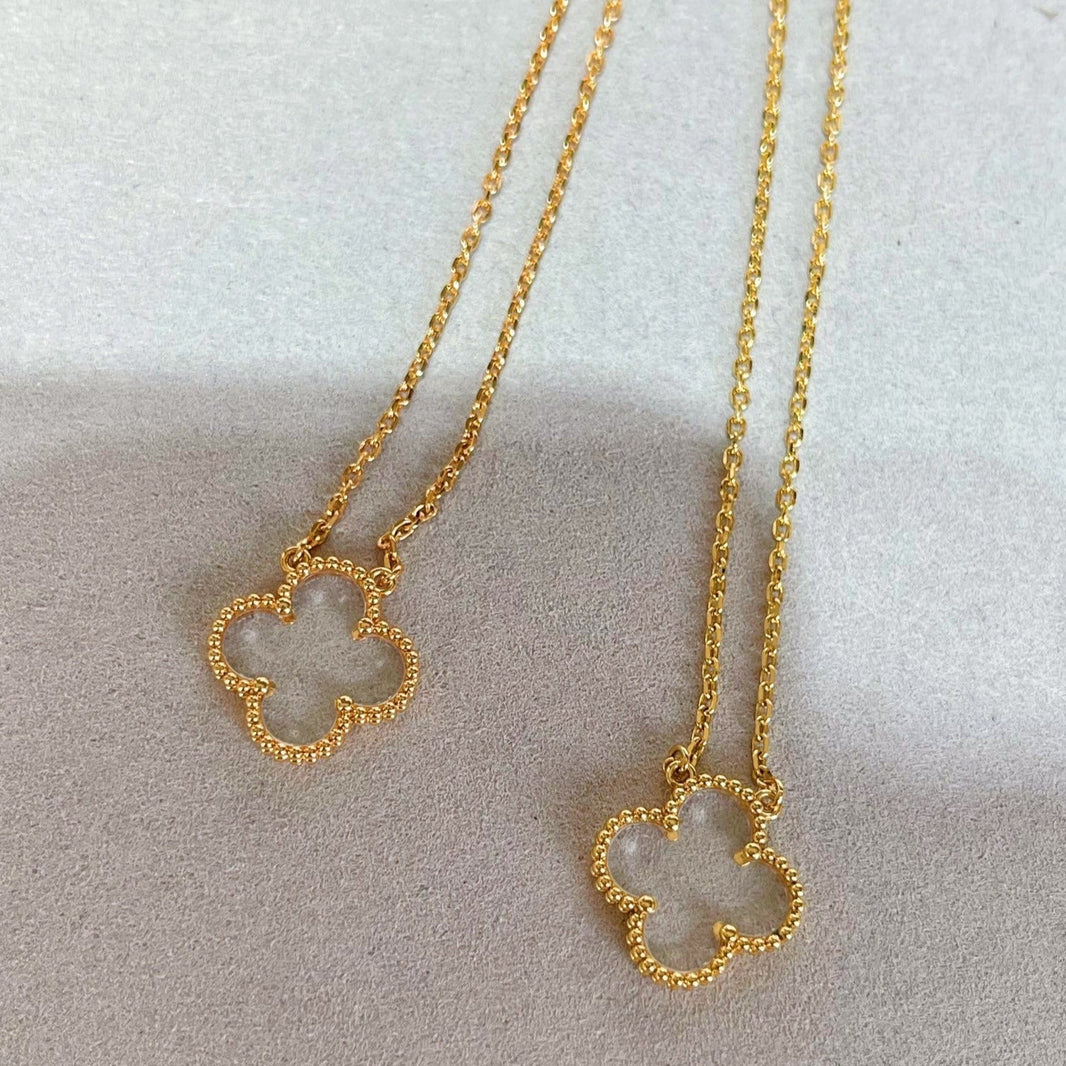 [Amore Jewels]CLOVER ROCK CRYSTAL ROSE GOLD NECKLACE