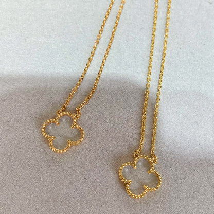 [Amore Jewels]CLOVER ROCK CRYSTAL ROSE GOLD NECKLACE