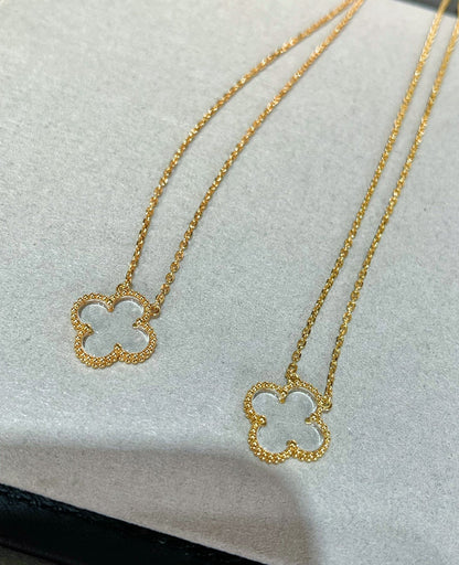 [Amore Jewels]CLOVER ROCK CRYSTAL ROSE GOLD NECKLACE