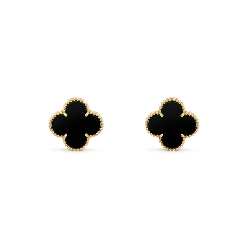 [Amore Jewels]CLOVER MEDIUM 1 MOTIFS  ONYX STUD EARRINGS