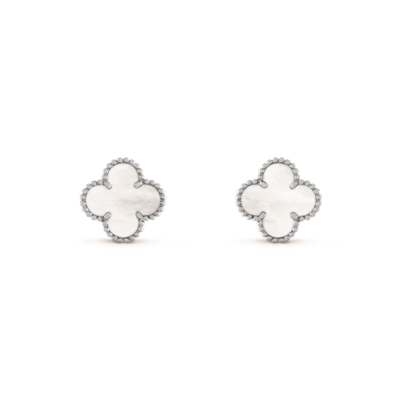 [Amore Jewels]CLOVER MEDIUM 1 MOTIFS  WHITE MOP EARRINGS SILVER