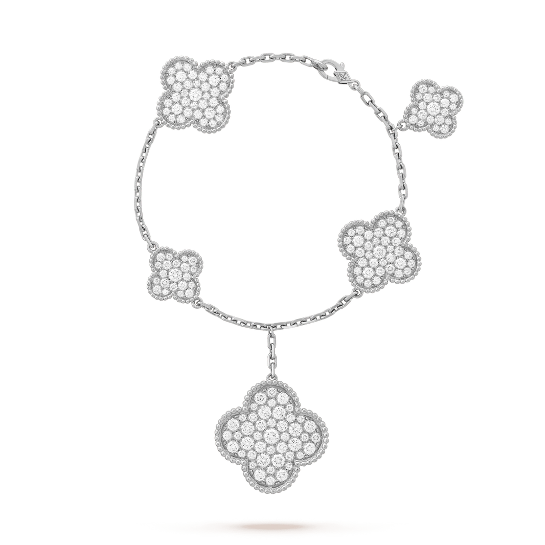 [Amore Jewels]CLOVER 6 MOTIFS SILVER DIAMOND BRACELET