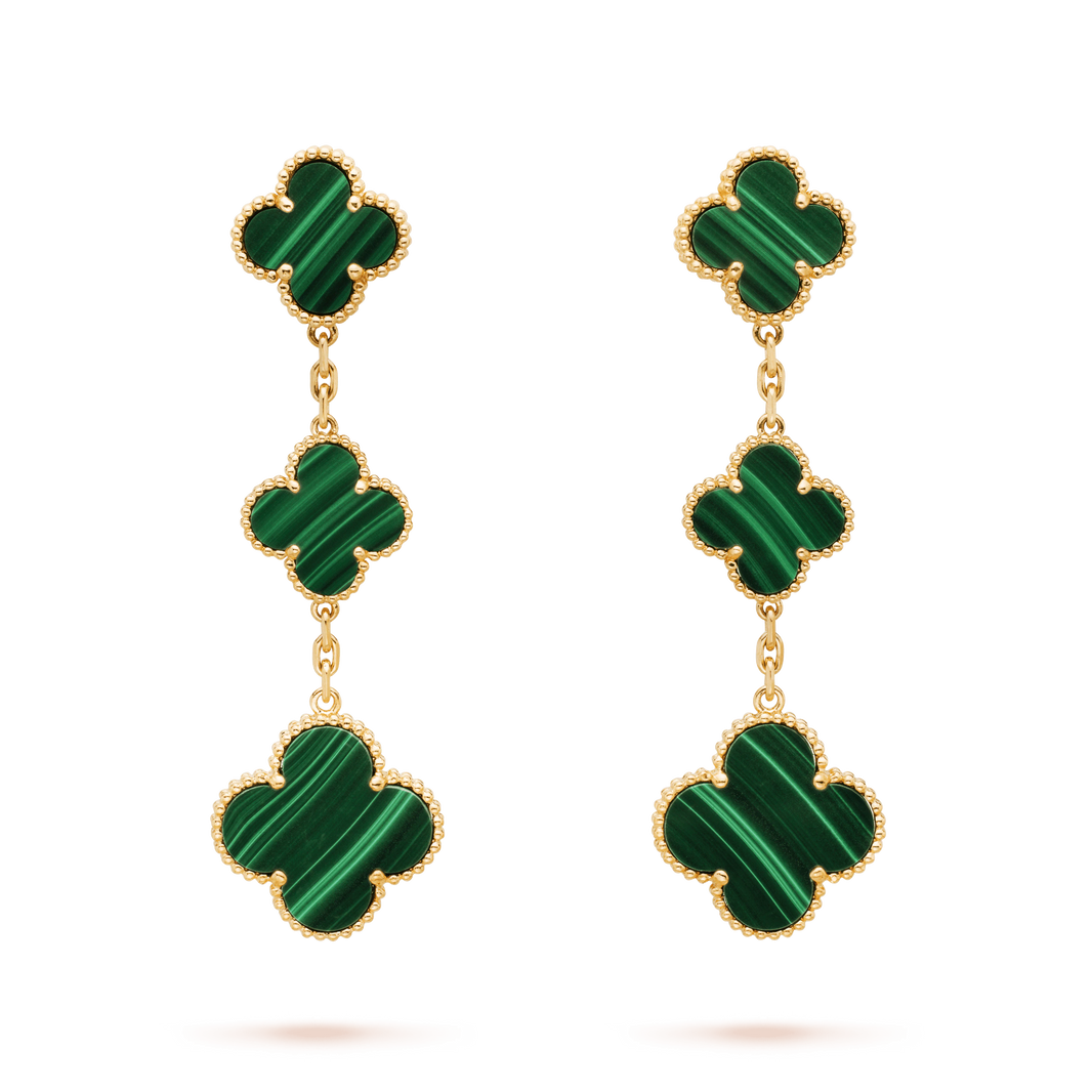[Amore Jewels]CLOVER MALACHITE 3 MOTIFS GOLD