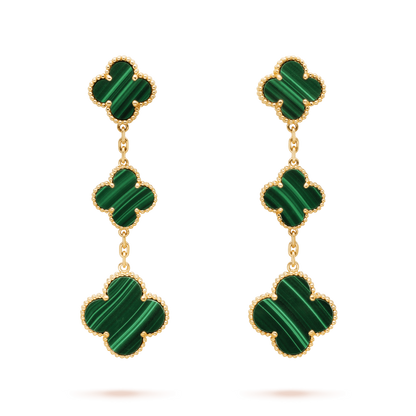 [Amore Jewels]CLOVER MALACHITE 3 MOTIFS GOLD