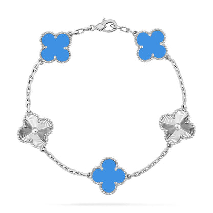 [Amore Jewels] CLOVER 5 MOTIF BLUE AGATE BRACELET COLLECTION