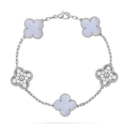 [Amore Jewels] CLOVER 5 MOTIF PURPLE CHALCEDONY BRACELET COLLECTION
