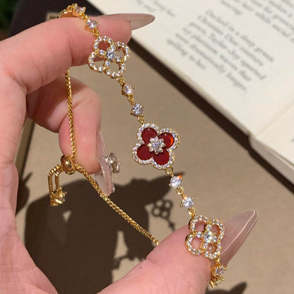 [Amore Jewels]CLOVER 5 MOTIF PINK BLUE RED WHITE BRACELET