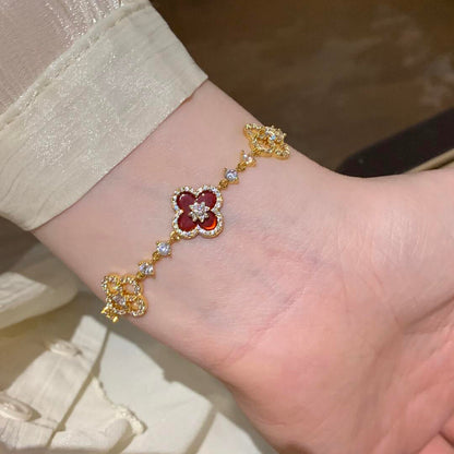 [Amore Jewels]CLOVER 5 MOTIF PINK BLUE RED WHITE BRACELET