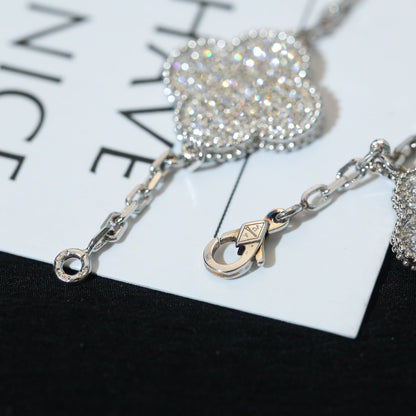 [Amore Jewels]CLOVER BRACELET 5 MOTIF SILVER DIAMOND PAVED