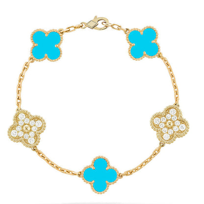 [Amore Jewels] CLOVER 5 MOTIF TURQUOISE BRACELET COLLECTION