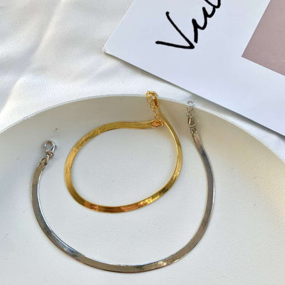 [Amore Jewels]Flat Snake Bone Chain Blade Necklace