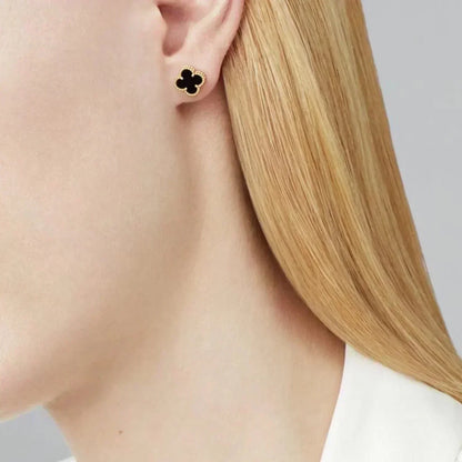 [Amore Jewels]CLOVER MINI 9.5MM BLACK MOP EARRINGS