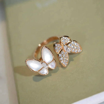[Amore Jewels]TWIN BUTTERFLY DIAMOND MOP RING