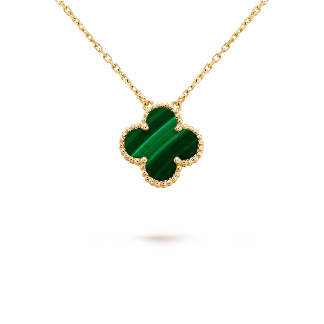 [Amore Jewels]CLOVER 15MM MALACHITE SINGLE FLOWER  NECKLACE
