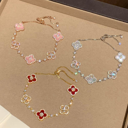 [Amore Jewels]CLOVER 5 MOTIF PINK BLUE RED WHITE BRACELET