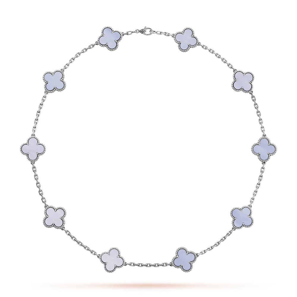 [Amore Jewels]CLOVER 10 MOTIFS BLUE CHALCEDONY NECKLACE