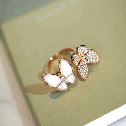 [Amore Jewels]TWIN BUTTERFLY DIAMOND MOP RING