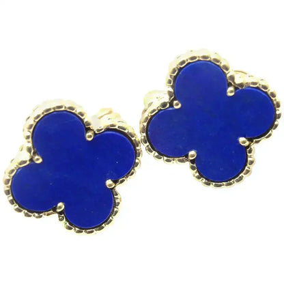 [Amore Jewels]CLOVER MINI 9.5MM BLUE AGATE EARRINGS