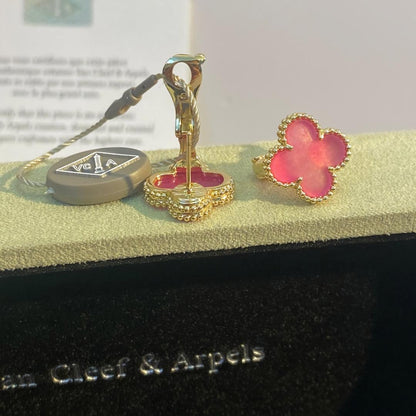 [Amore Jewels]NEW CLOVER 15MM PINK ENAMEL STUD EARRINGS