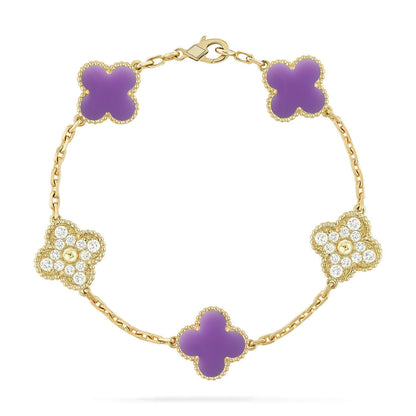 [Amore Jewels]CLOVER 5 MOTIF LIGHT PURPLE BRACELET COLLECTION