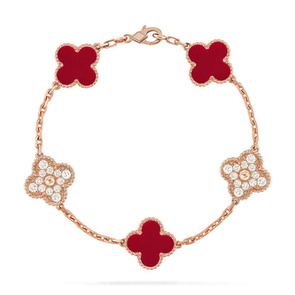 [Amore Jewels] CLOVER 5 MOTIF RED CORNELIAN BRACELET COLLECTION
