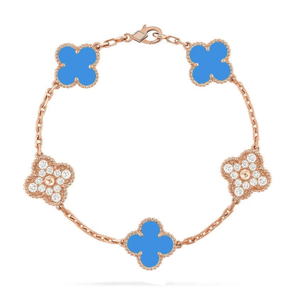 [Amore Jewels] CLOVER 5 MOTIF BLUE AGATE BRACELET COLLECTION