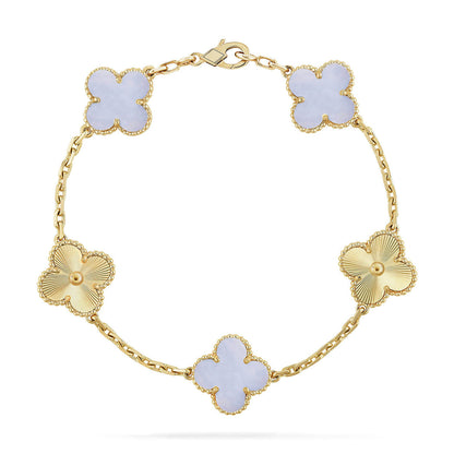 [Amore Jewels] CLOVER 5 MOTIF PURPLE CHALCEDONY BRACELET COLLECTION