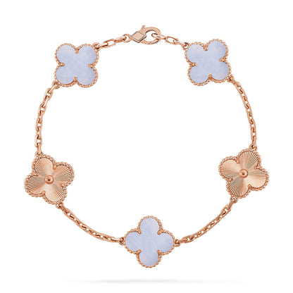[Amore Jewels] CLOVER 5 MOTIF PURPLE CHALCEDONY BRACELET COLLECTION