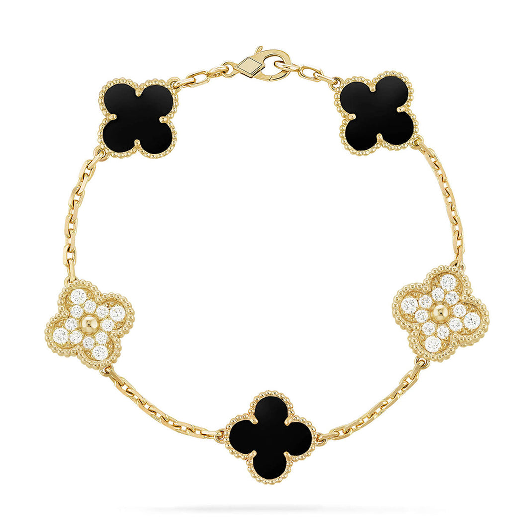 [Amore Jewels] CLOVER 5 MOTIF ONYXS BRACELET COLLECTION