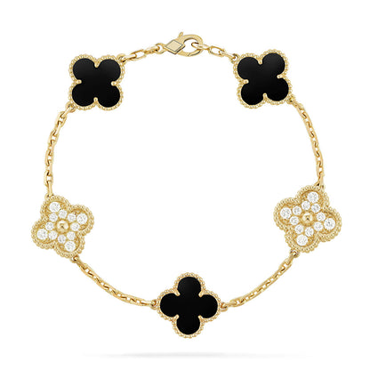 [Amore Jewels] CLOVER 5 MOTIF ONYXS BRACELET COLLECTION